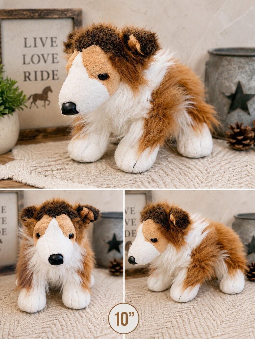 Ganz Webkinz Collie Dog Plush Rare Retired 9” Stuffed Animal Toy